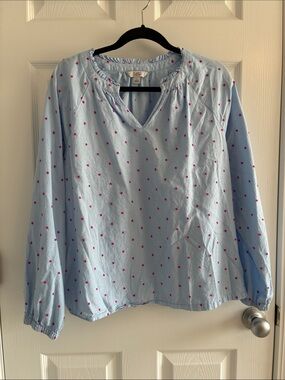 croft & barrow Light Blue Tunic with Pink Dot Print
